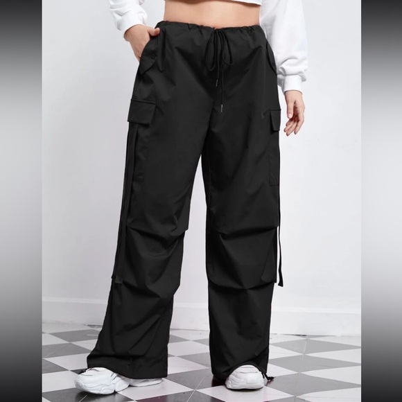 Plus Flap Pocket Side Drawstring Waist Pants - Picture 1 of 2